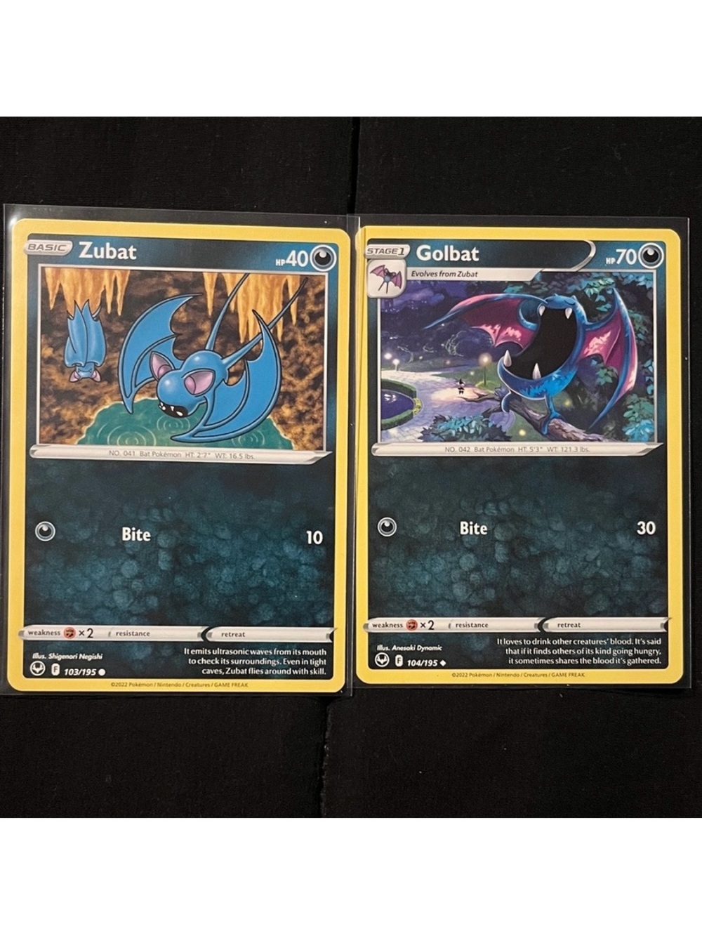 2 POKEMON CARDS | ZUBAT & GOLBAT #103/195 & #104/195 | SWSH12 | MINT CONDITION!